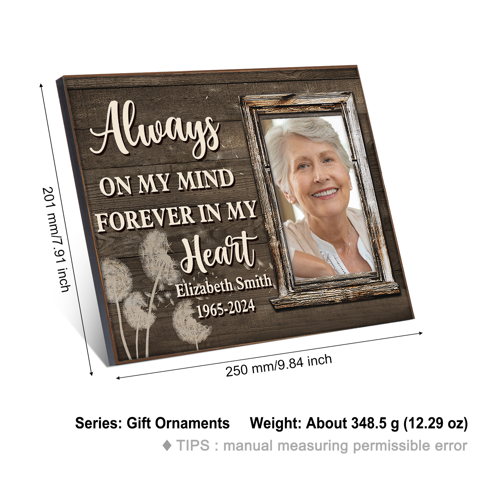 Personalised Memorial Ornaments Customized With 1 Photo&Name&Date Wooden Ornaments to Commemorate The Deceased Loved Ones | Jessemade