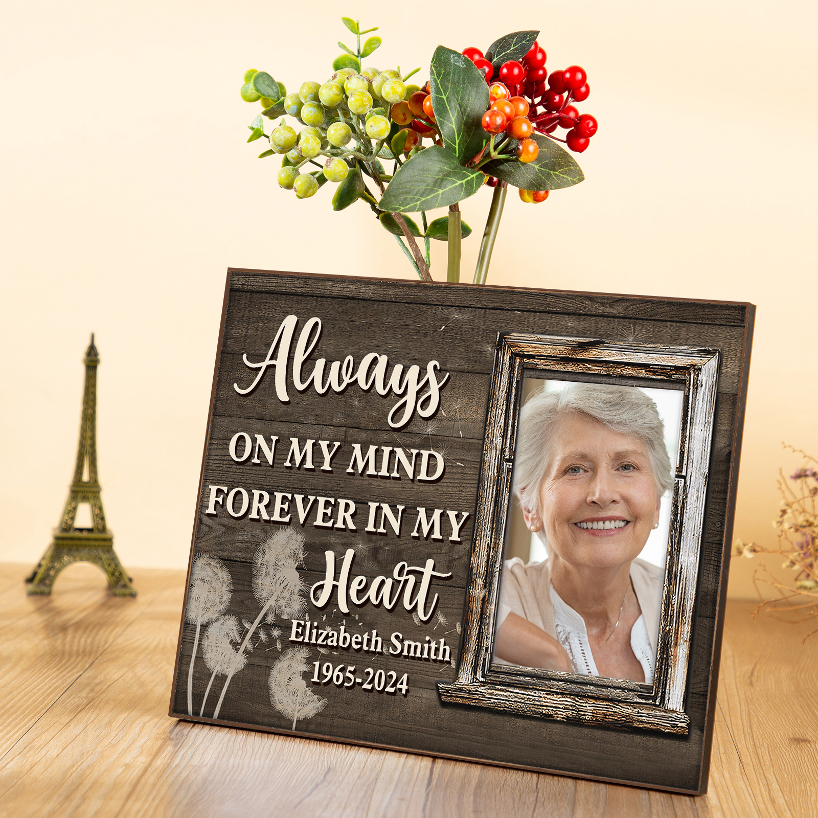 Personalised Memorial Ornaments Customized With 1 Photo&Name&Date Wooden Ornaments to Commemorate The Deceased Loved Ones | Jessemade