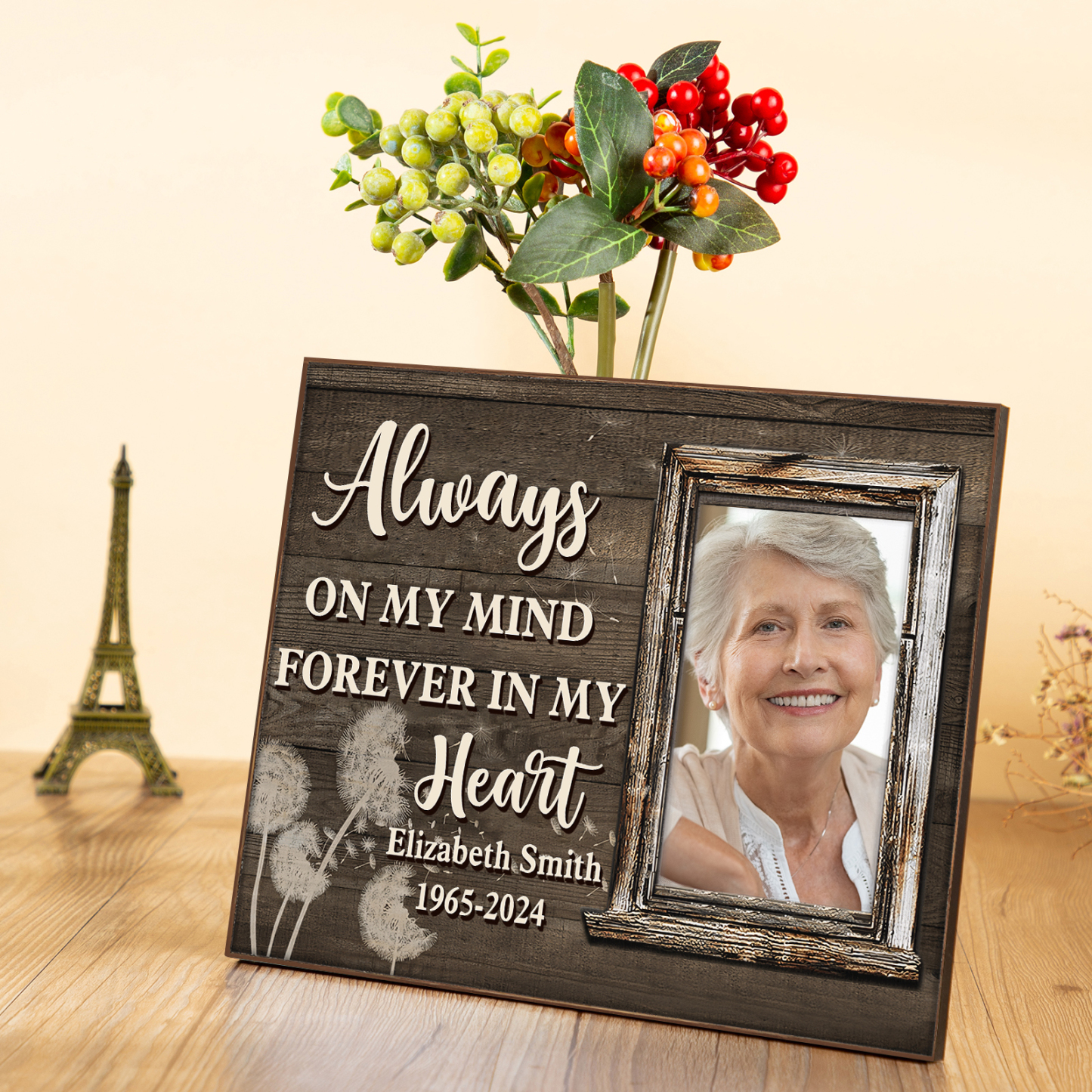 Personalised Memorial Ornaments Customized With 1 Photo&Name&Date Wooden Ornaments to Commemorate The Deceased Loved Ones | Jessemade