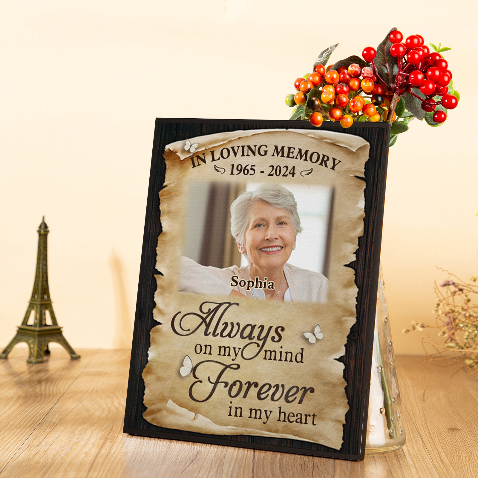Forever In My Heart-Personalised Memorial Ornaments Customized With 1 Photo&Name&Date Wooden Ornaments to Commemorate The Deceased Loved Ones | Jessemade