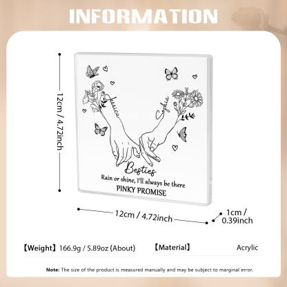 Personalized Friend Acrylic Ornament Custom 2 Names & Birth Flowers Acrylic Square Keepsake Desktop Ornament Gift for Friend | Jessemade