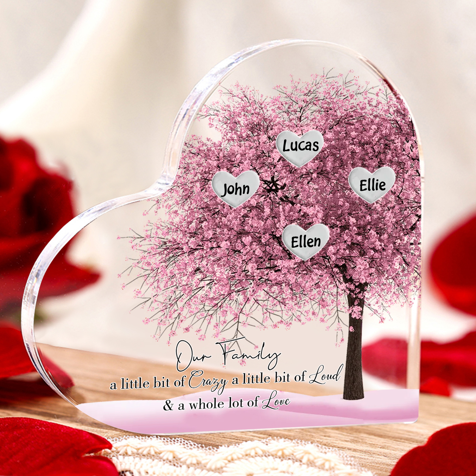 Personalised Acrylic Heart Family Plaque - Custom 1–10 Names Family Tree Design Ornament Gifts for Family | Jessmade