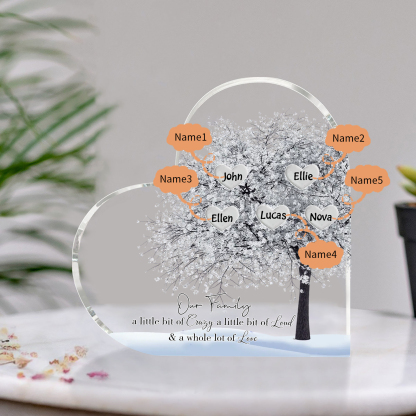 Personalised Acrylic Heart Family Plaque - Custom 1–10 Names Shaped Family Tree Gift for Family | Jessmade