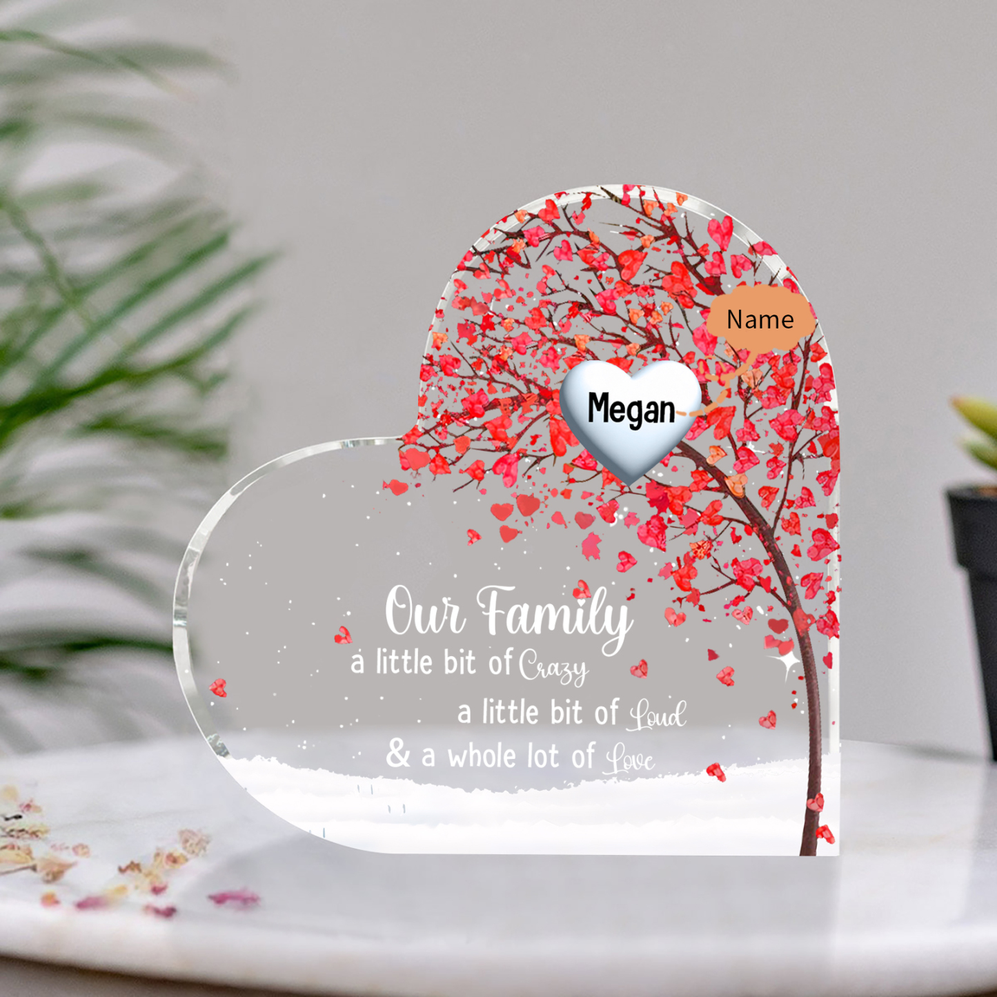 Personalised Acrylic Heart Family Plaque - Custom 1–10 Names Shaped Family Tree Gift for Family | Jessmade