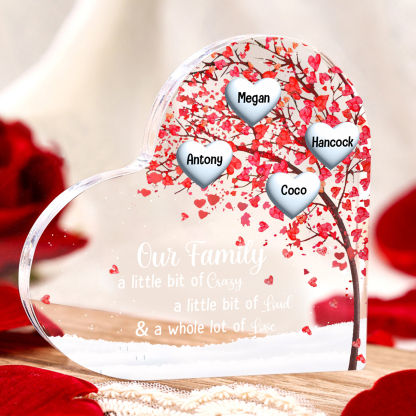 Personalised Acrylic Heart Family Plaque - Custom 1–10 Names Shaped Family Tree Gift for Family | Jessmade
