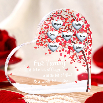 Personalised Acrylic Heart Family Plaque - Custom 1–10 Names Shaped Family Tree Gift for Family | Jessmade