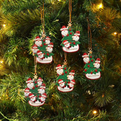 Personalised Wooden Santa Ornament - Custom 6 Names & Text Christmas Gift for Family | Jessemade