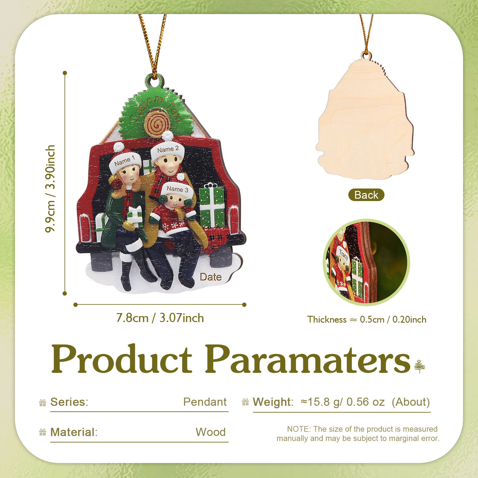 Personalised Family Christmas Ornament Custom 2-5 Names & 1 Year Christmas Gift for Family | Jessemade