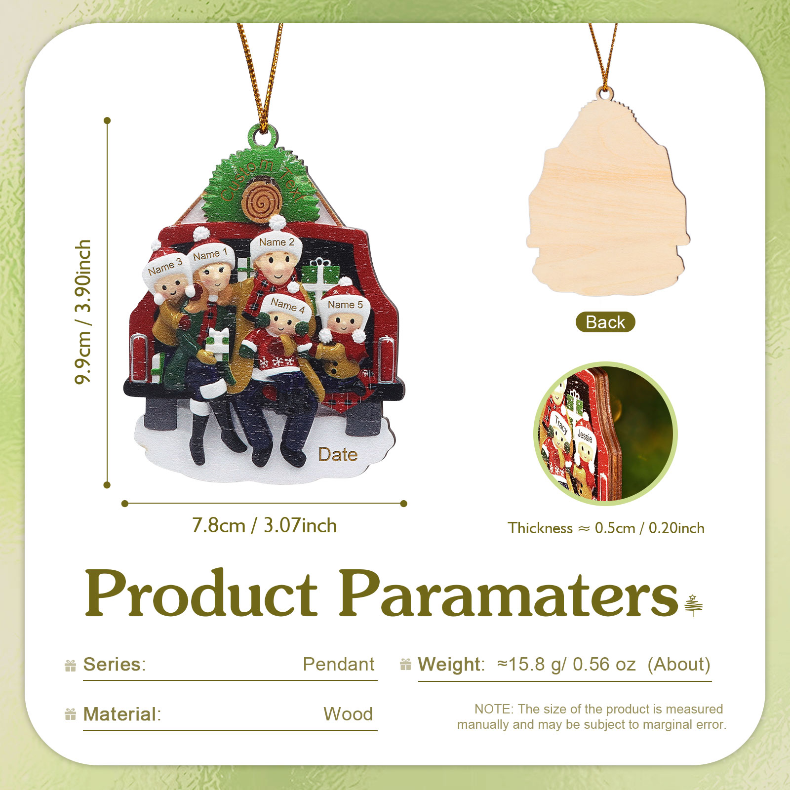 Personalised Family Christmas Ornament Custom 2-5 Names & 1 Year Christmas Gift for Family | Jessemade