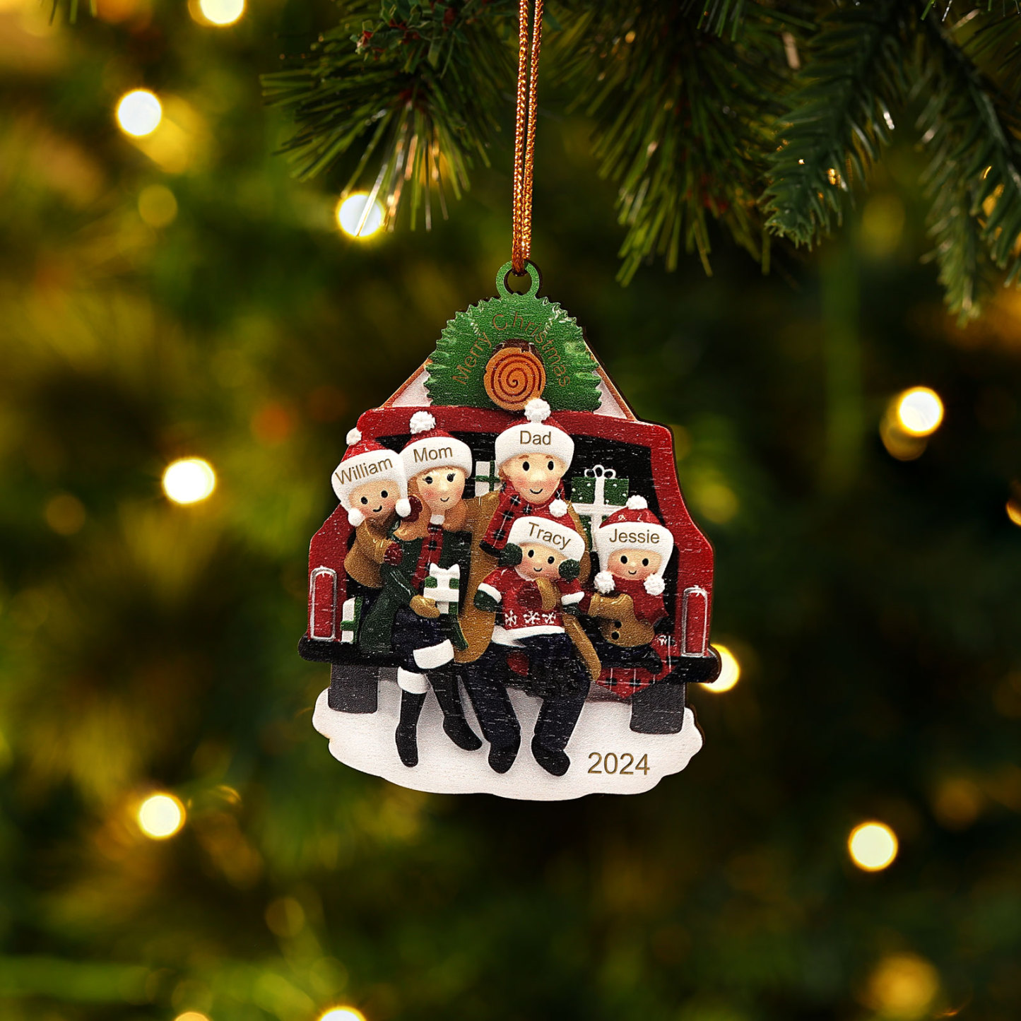 Personalised Family Christmas Ornament Custom 2-5 Names & 1 Year Christmas Gift for Family | Jessemade