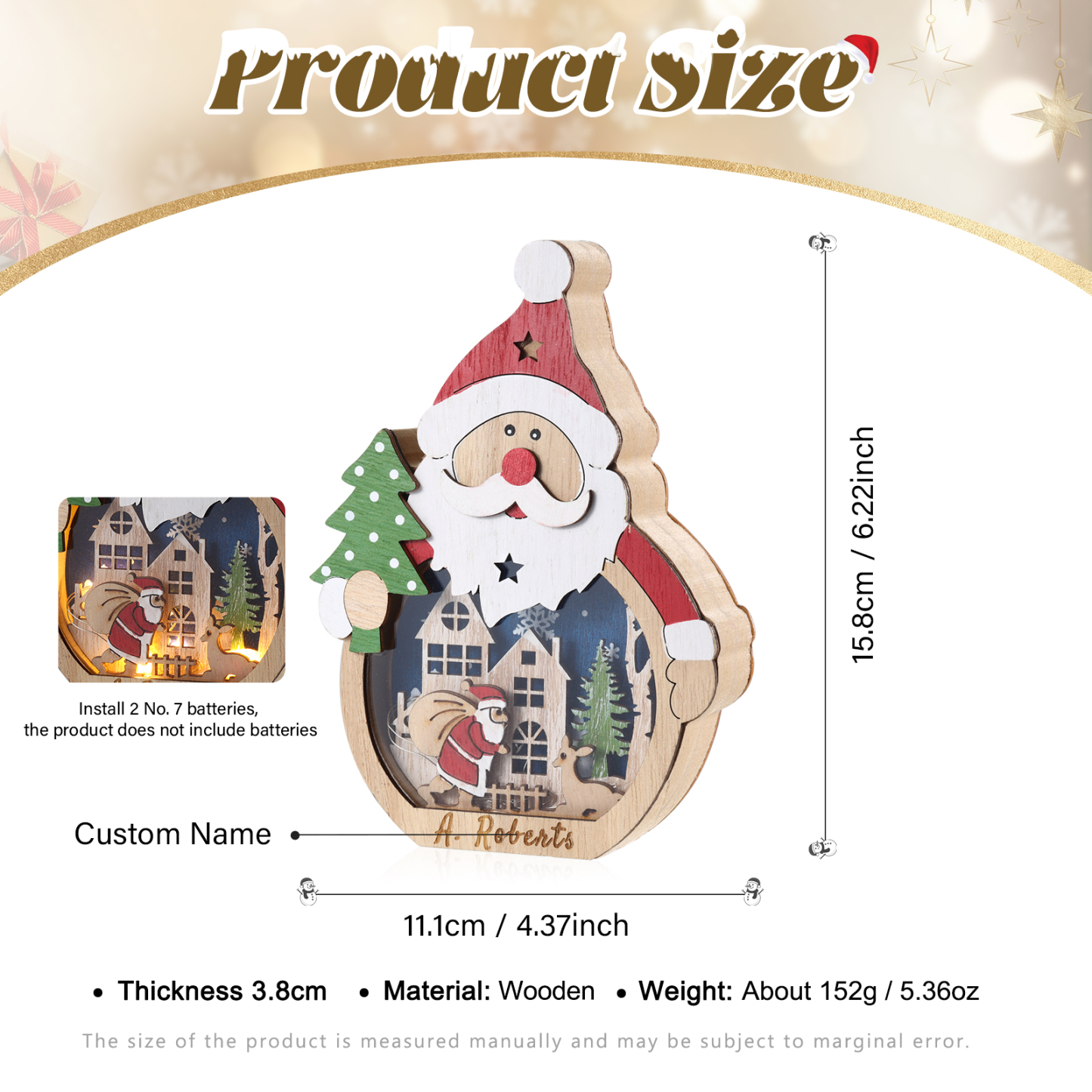Personalized Santa Tree Wooden Ornament – Custom 1 Name Christmas Gift | Home Decoration for Family | Jessmade