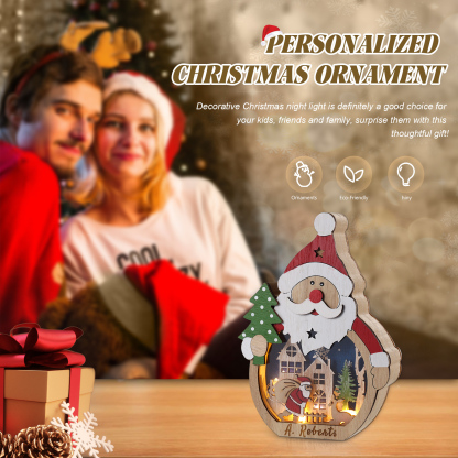 Personalized Santa Tree Wooden Ornament – Custom 1 Name Christmas Gift | Home Decoration for Family | Jessmade