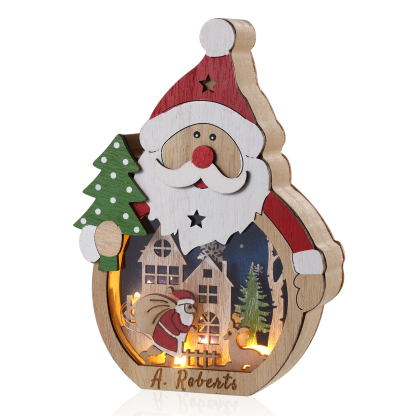 Personalized Santa Tree Wooden Ornament – Custom 1 Name Christmas Gift | Home Decoration for Family | Jessmade