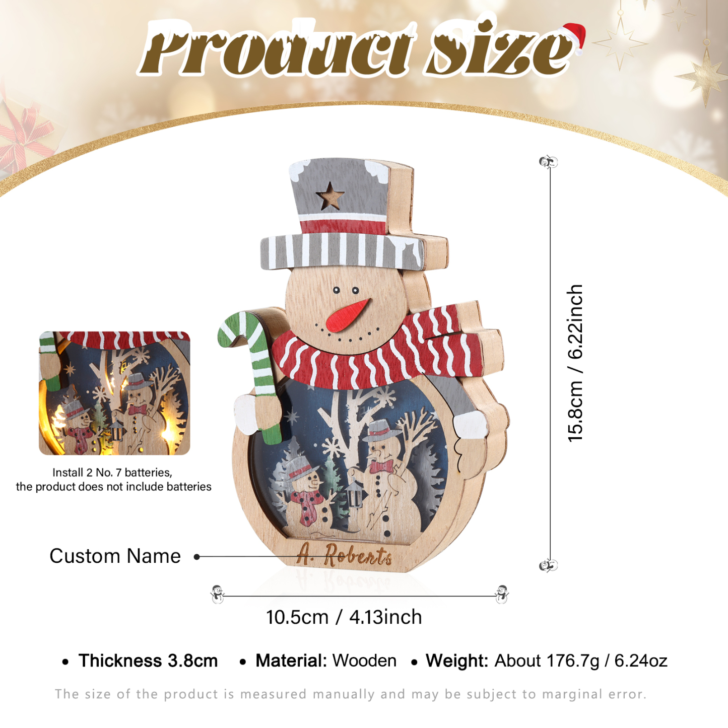 Personalized Snowman Wooden Ornament – Custom 1 Name Christmas Gift | Home Decoration for Family | Jessmade