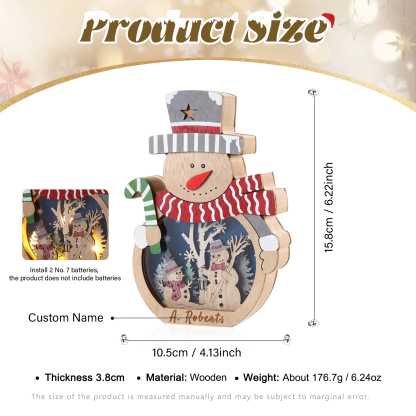 Personalized Snowman Wooden Ornament – Custom 1 Name Christmas Gift | Home Decoration for Family | Jessmade