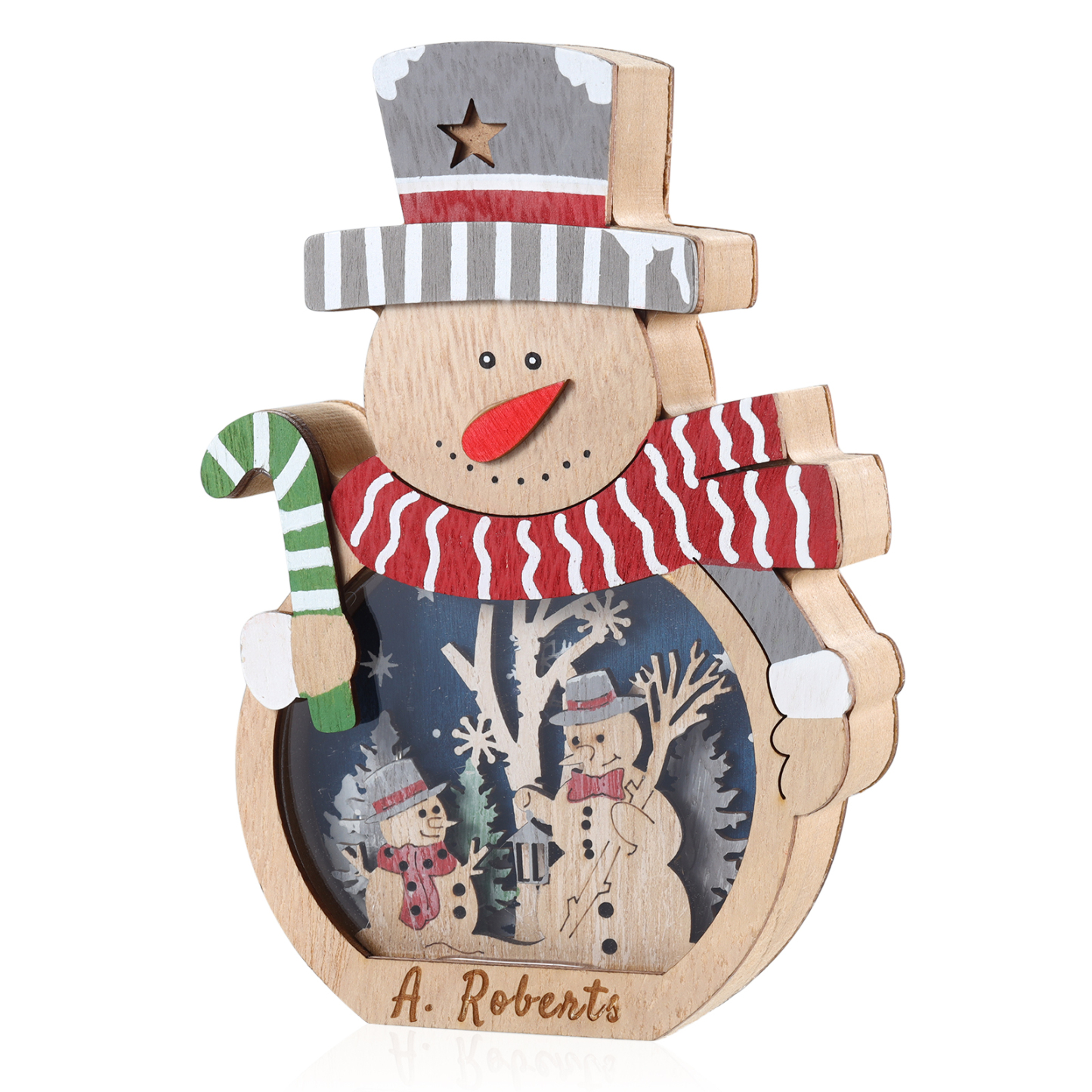 Personalized Snowman Wooden Ornament – Custom 1 Name Christmas Gift | Home Decoration for Family | Jessmade
