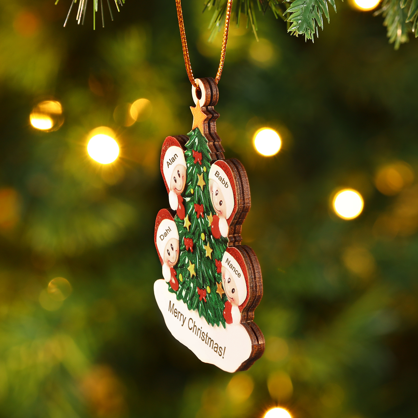 4 Names-Personalised Christmas Tree Ornament-Festive Holiday Decoration for Family | Jessemade