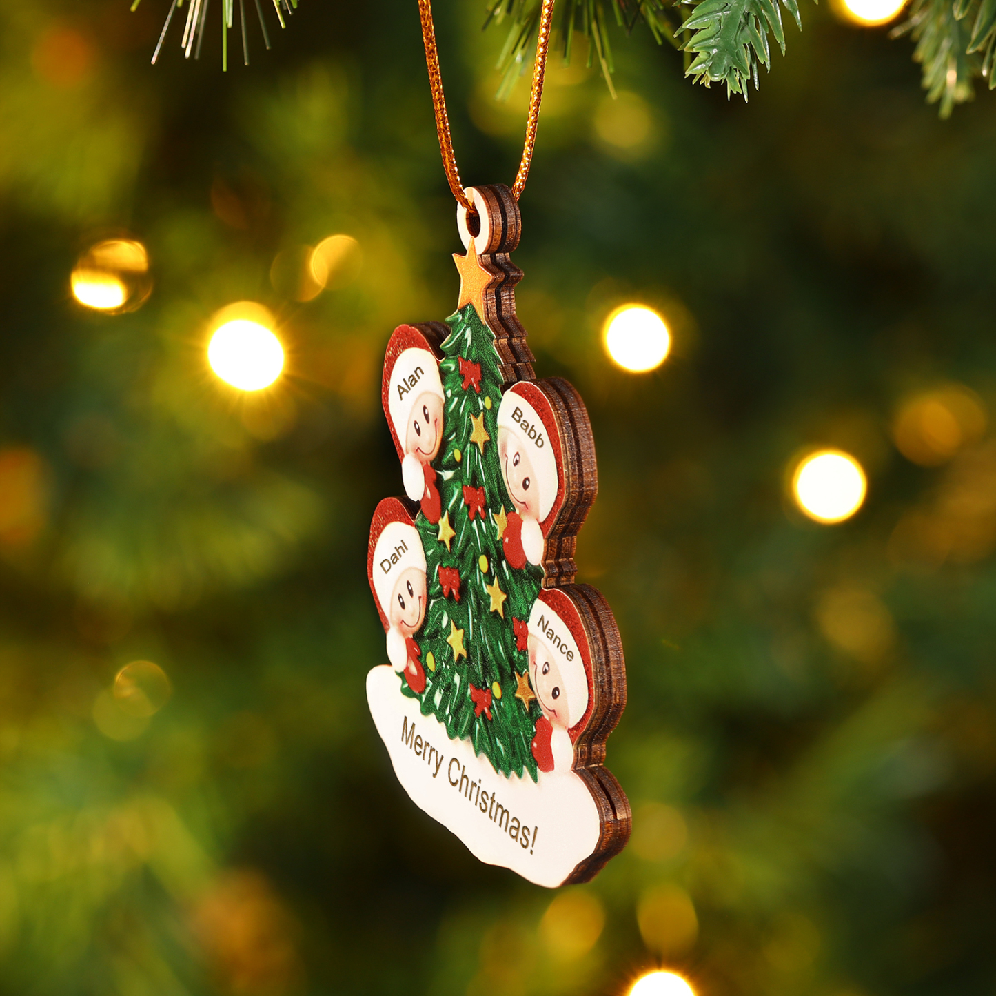 4 Names-Personalised Christmas Tree Ornament-Festive Holiday Decoration for Family | Jessemade