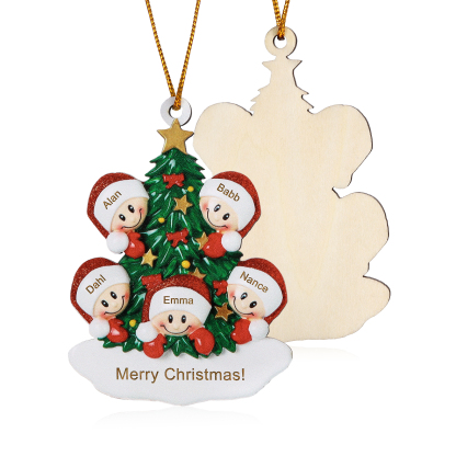 5 Names-Personalised Christmas Tree Ornament-Festive Holiday Decoration for Family | Jessemade