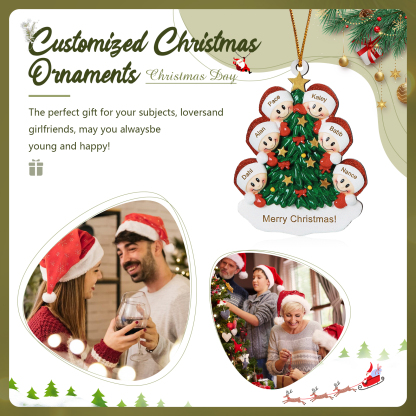 6 Names-Personalised Christmas Tree Ornament-Festive Holiday Decoration for Family | Jessemade