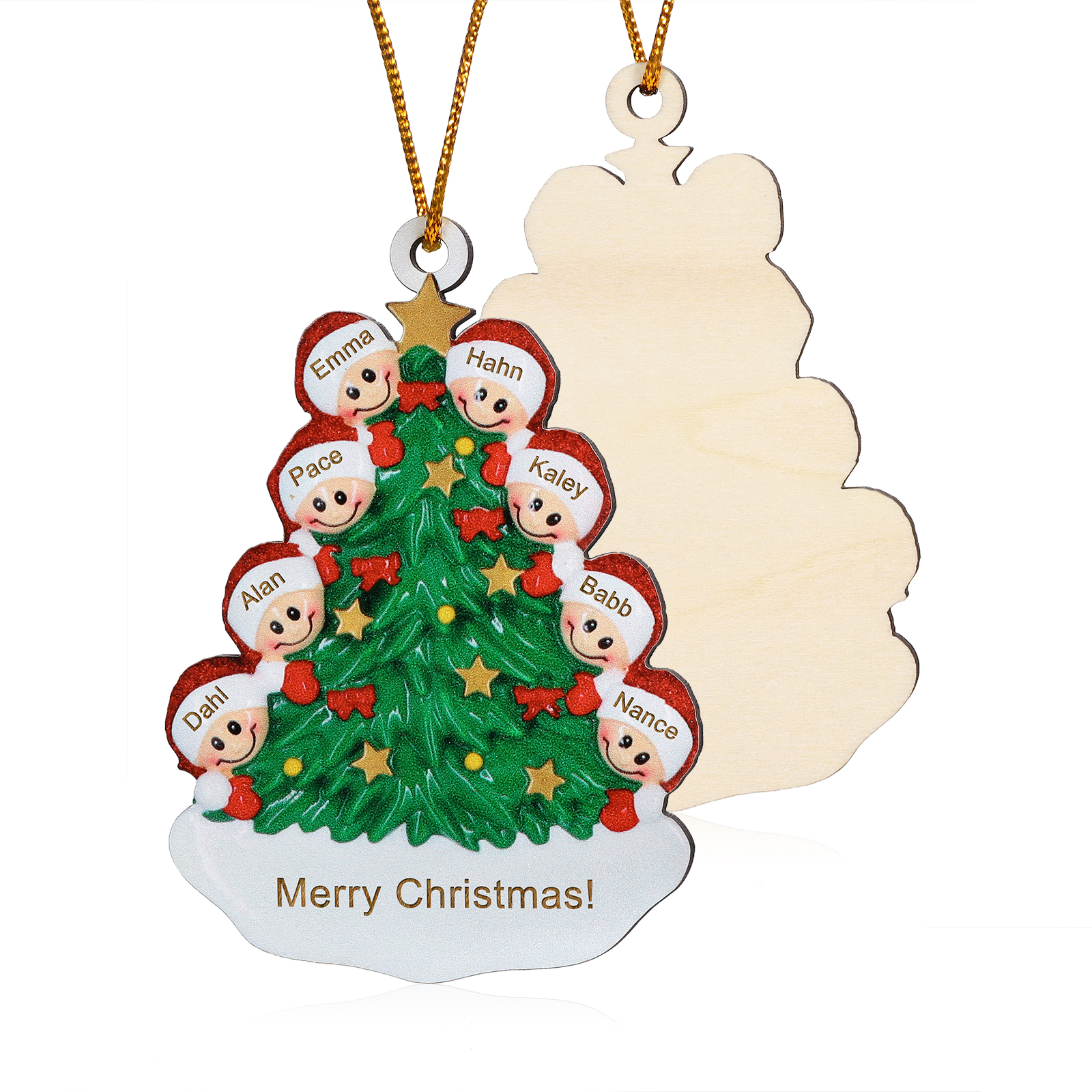 8 Names-Personalised Christmas Tree Ornament-Festive Holiday Decoration for Family | Jessemade
