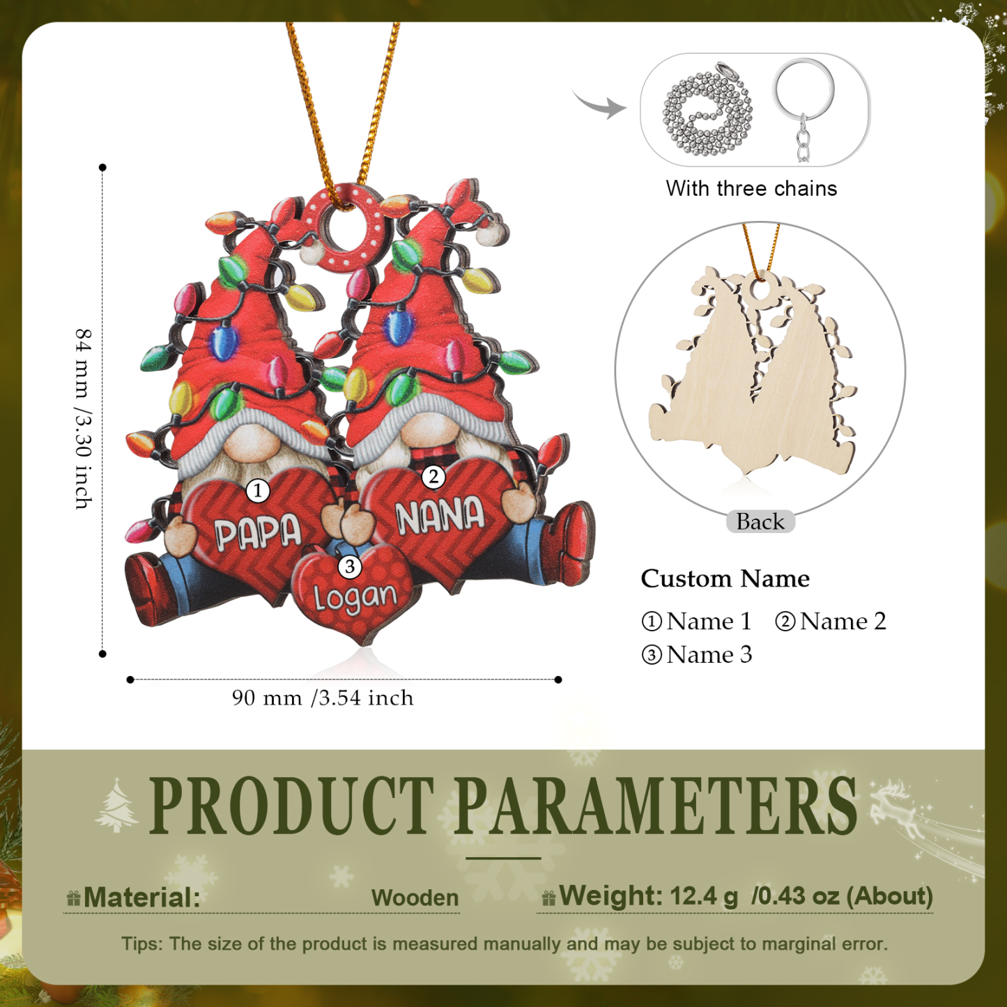 Personalised Santa Claus Christmas Ornament with Custom 3-7 Names Family Christmas Gift | Jessemade