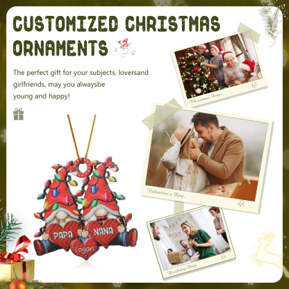 Personalised Santa Claus Christmas Ornament with Custom 3-7 Names Family Christmas Gift | Jessemade