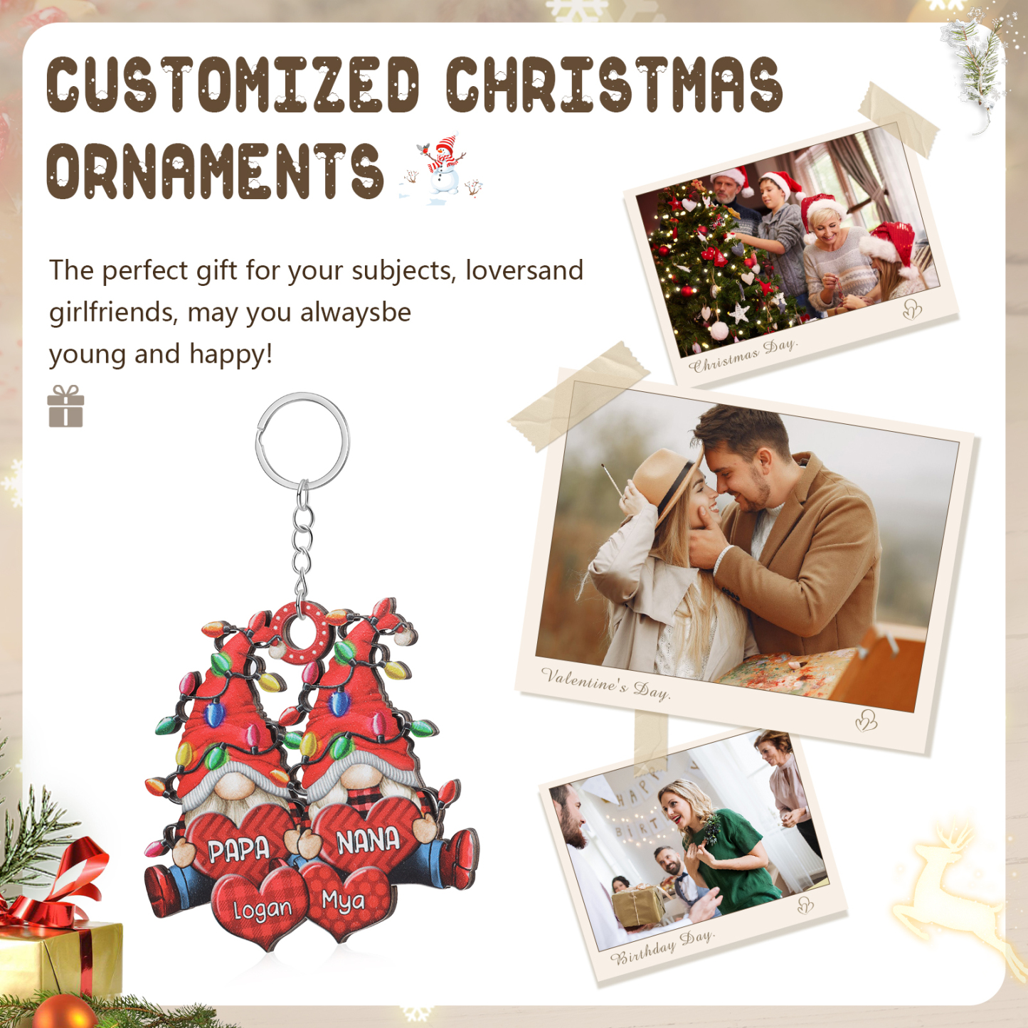 Personalised Santa Claus Christmas Ornament with Custom 3-7 Names Family Christmas Gift | Jessemade