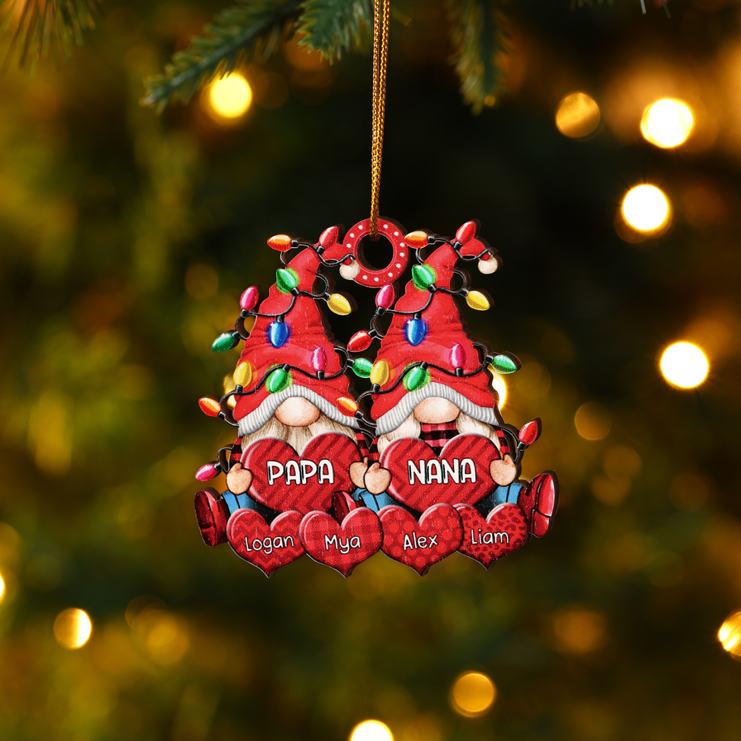 Personalised Santa Claus Christmas Ornament with Custom 3-7 Names Family Christmas Gift | Jessemade