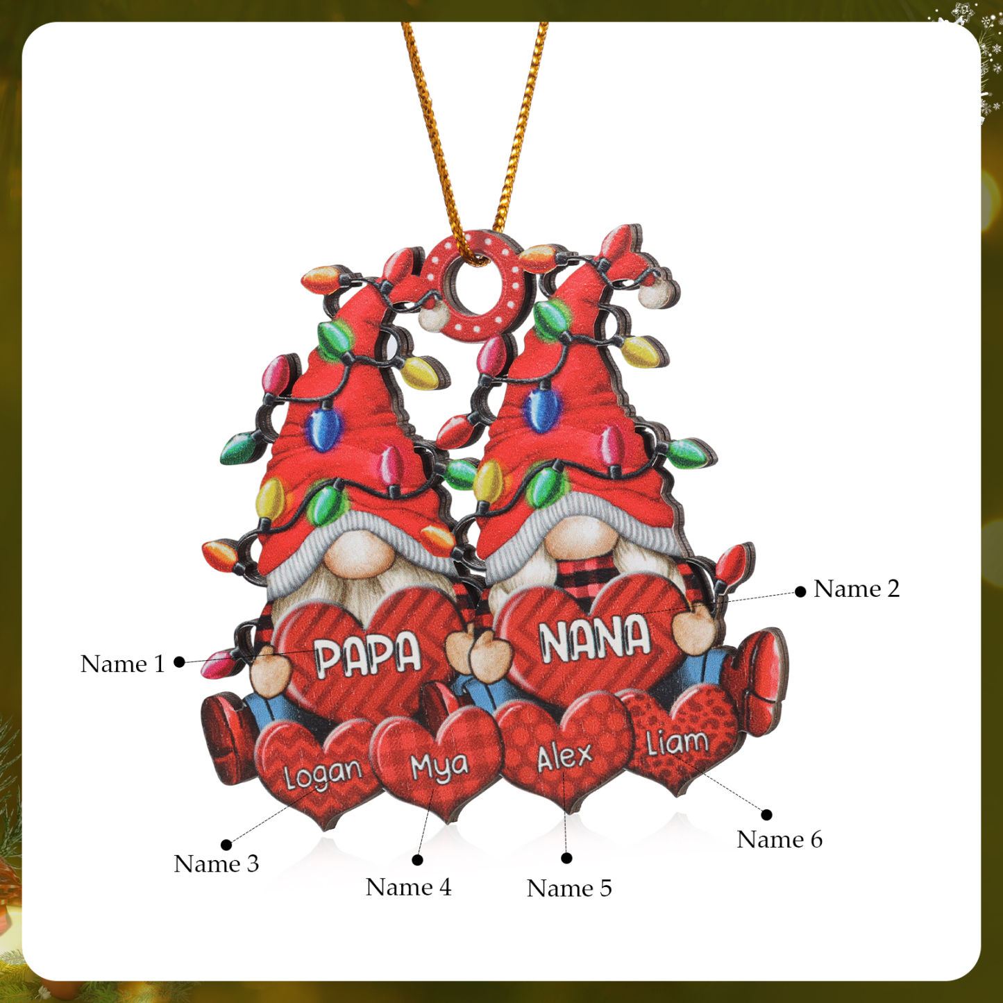 Personalised Santa Claus Christmas Ornament with Custom 3-7 Names Family Christmas Gift | Jessemade