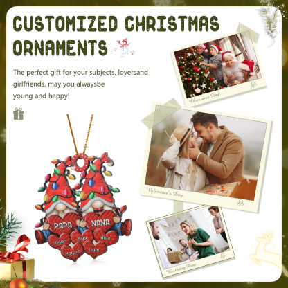 Personalised Santa Claus Christmas Ornament with Custom 3-7 Names Family Christmas Gift | Jessemade