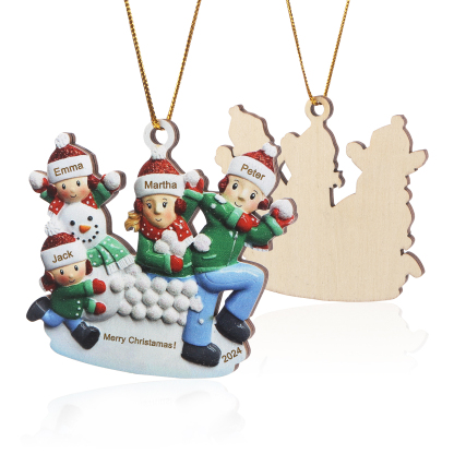Personalised Family Christmas Ornament Custom 3-5 Names & 1 Year & 1Text Wooden Ornament Family Christmas Gift | Jessemade