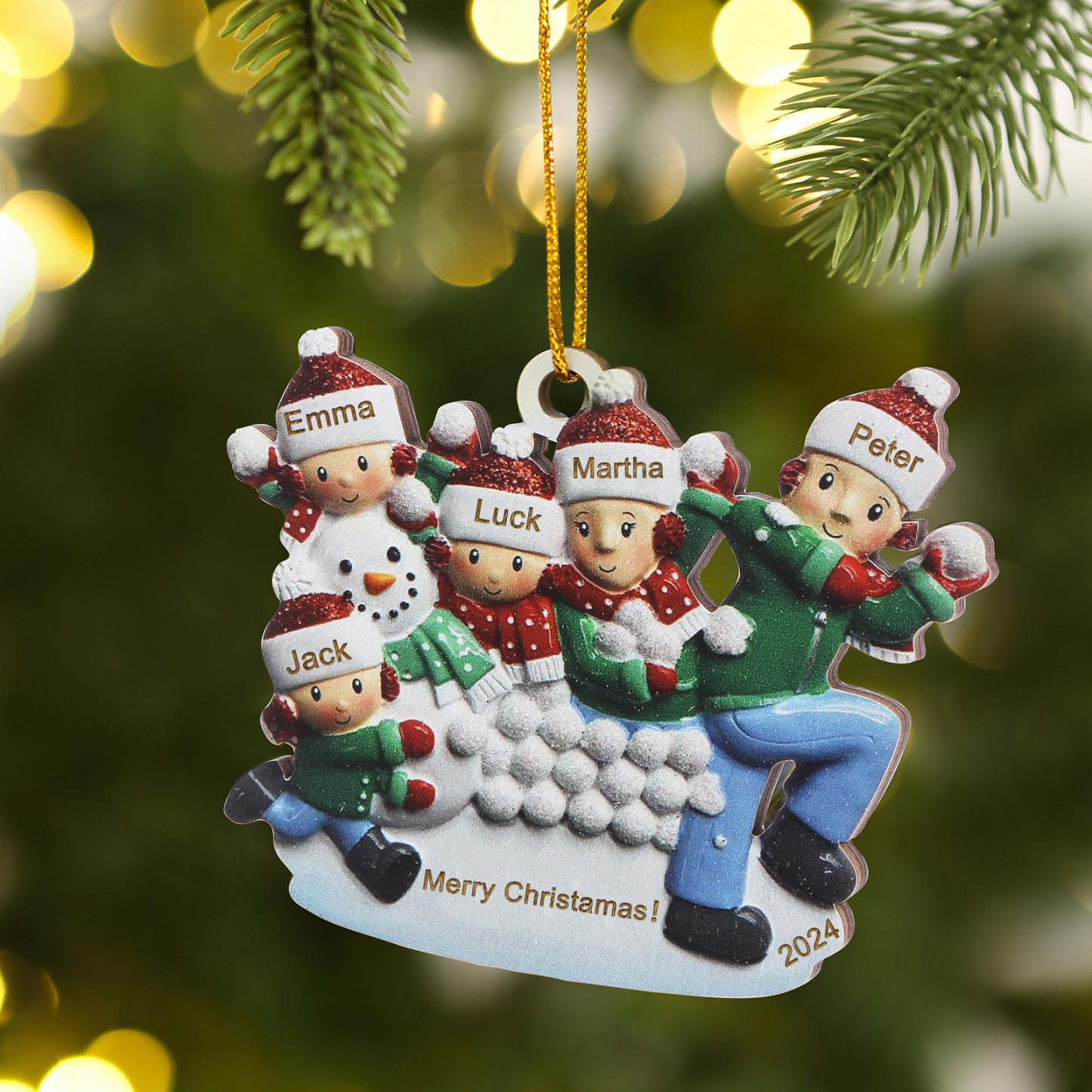 Personalised Family Christmas Ornament Custom 3-5 Names & 1 Year & 1Text Wooden Ornament Family Christmas Gift | Jessemade