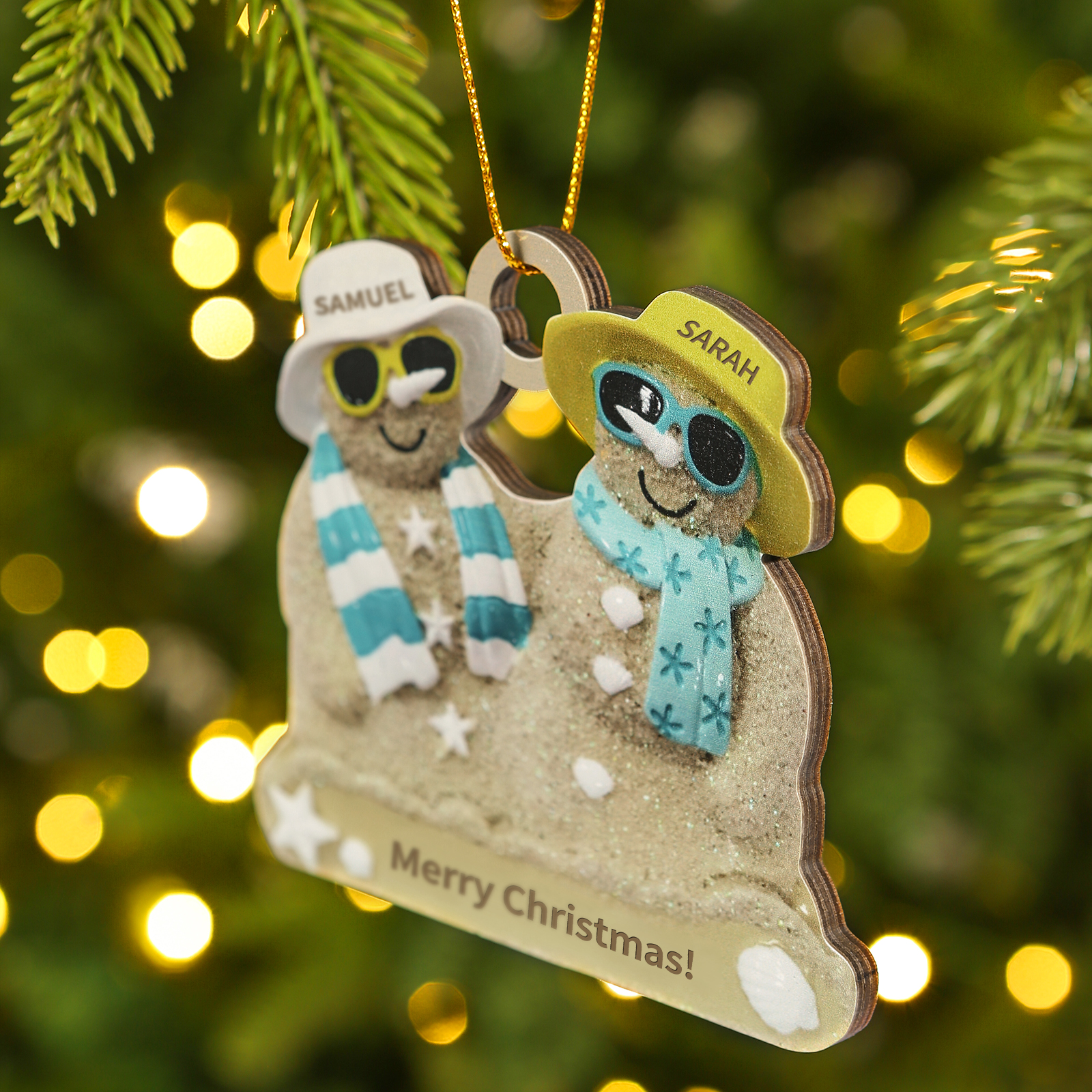 Personalized Wooden Family Beach-Themed Christmas Ornament with Custom 2-6 Names & 1 Text Christmas Gift for Family | Jessemade