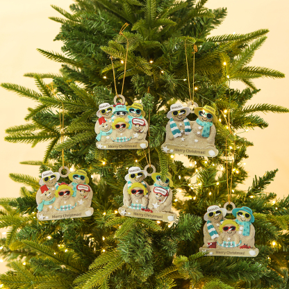 Personalized Wooden Family Beach-Themed Christmas Ornament with Custom 2-6 Names & 1 Text Christmas Gift for Family | Jessemade