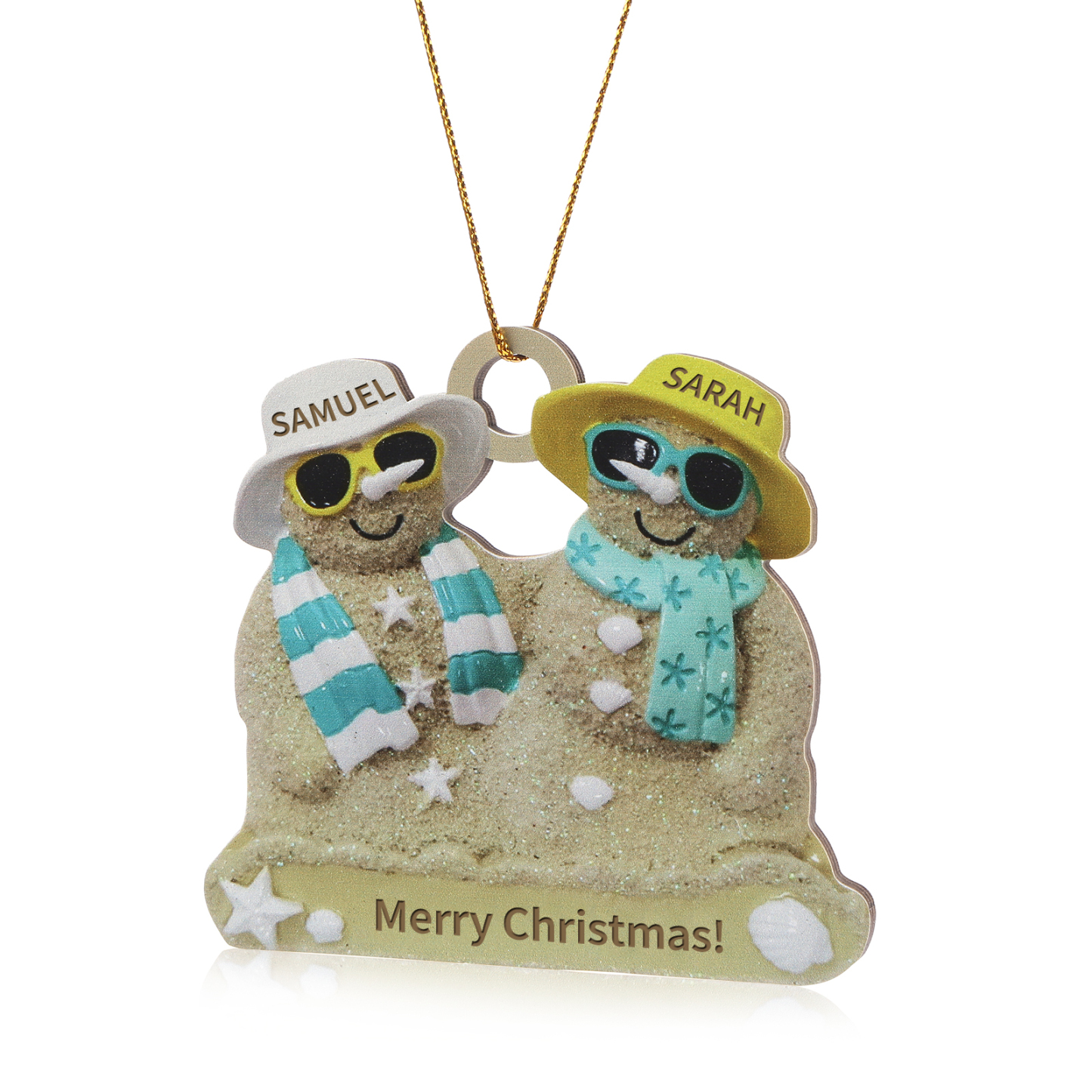 Personalized Wooden Family Beach-Themed Christmas Ornament with Custom 2-6 Names & 1 Text Christmas Gift for Family | Jessemade