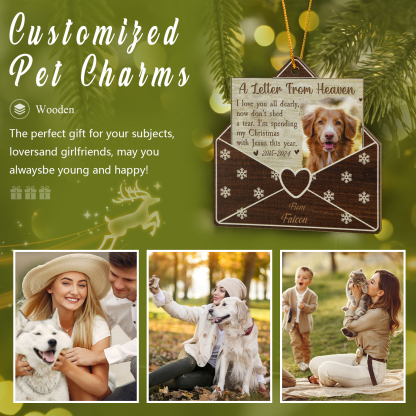  Personalized "Letter from Heaven" Wooden Memorial Christmas Ornament with Custom Photo & Name Pet Memorial Christmas Gift | Jessemade
