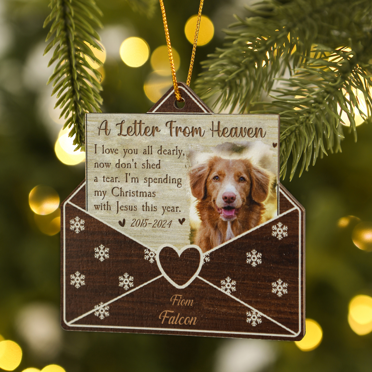  Personalized "Letter from Heaven" Wooden Memorial Christmas Ornament with Custom Photo & Name Pet Memorial Christmas Gift | Jessemade