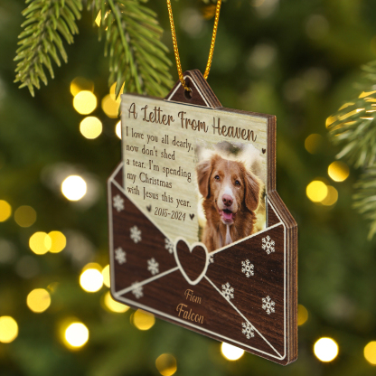  Personalized "Letter from Heaven" Wooden Memorial Christmas Ornament with Custom Photo & Name Pet Memorial Christmas Gift | Jessemade