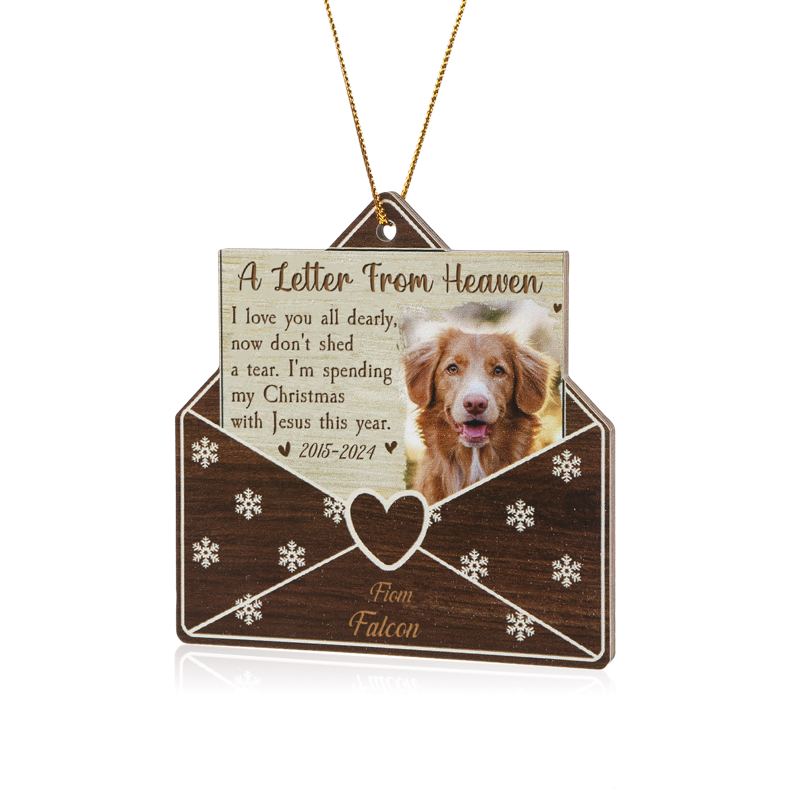  Personalized "Letter from Heaven" Wooden Memorial Christmas Ornament with Custom Photo & Name Pet Memorial Christmas Gift | Jessemade