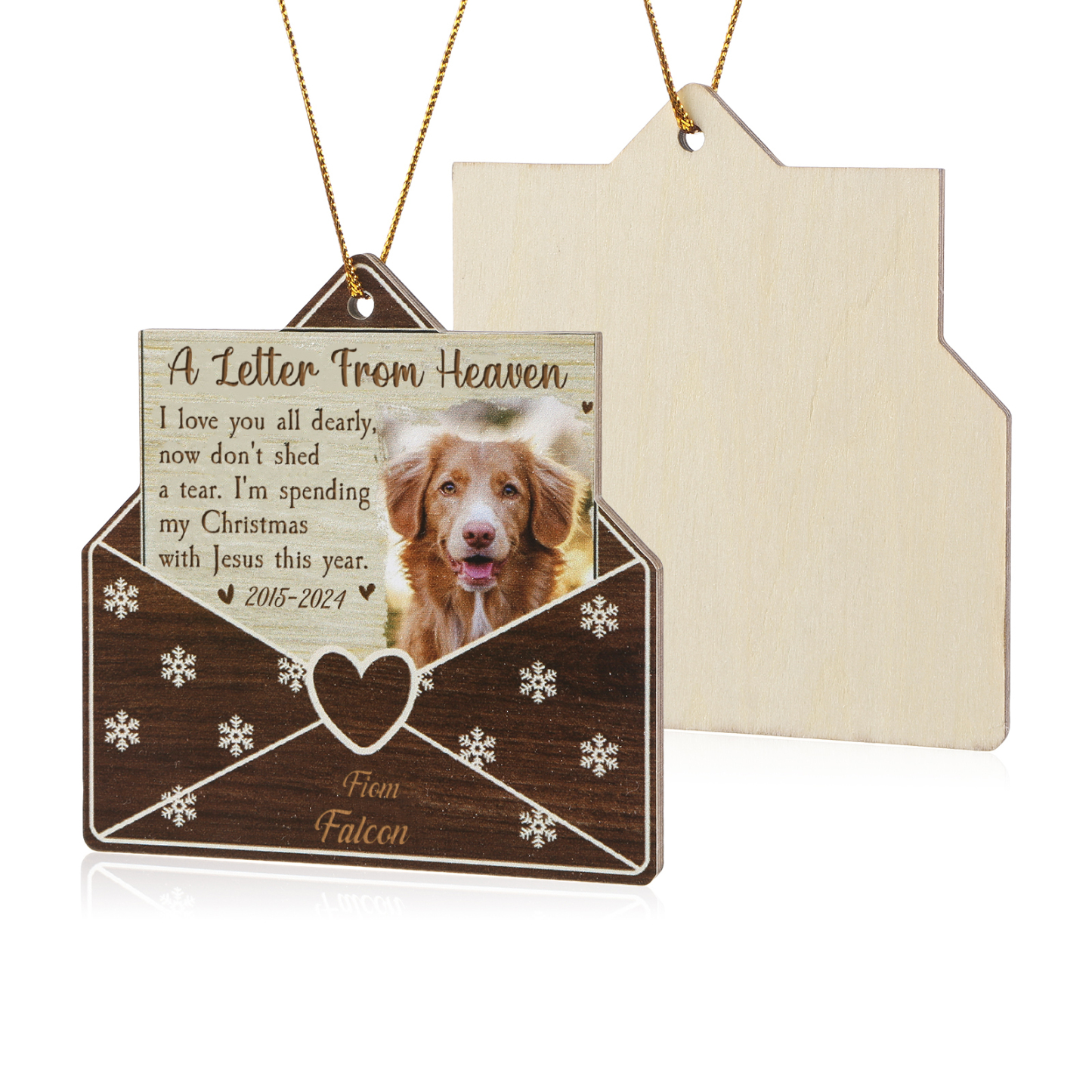  Personalized "Letter from Heaven" Wooden Memorial Christmas Ornament with Custom Photo & Name Pet Memorial Christmas Gift | Jessemade