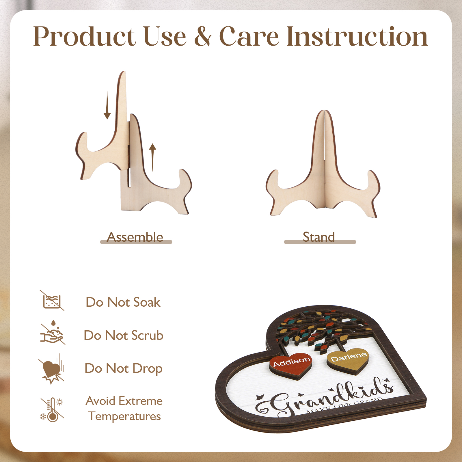 Personalised Family Tree Wooden Ornament – Custom 2-10 Names Home Decoration for Family | Jessmade