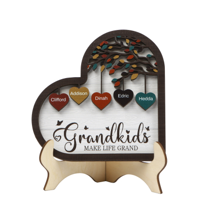 Personalised Family Tree Wooden Ornament – Custom 2-10 Names Home Decoration for Family | Jessmade