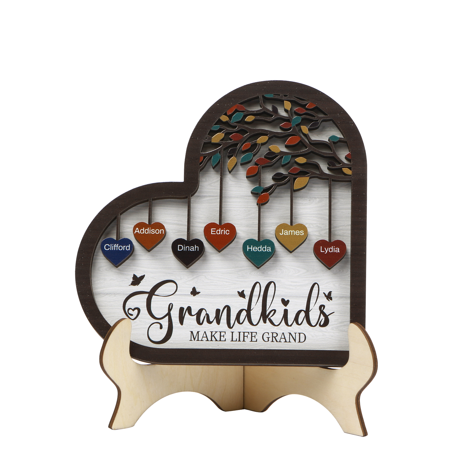 Personalised Family Tree Wooden Ornament – Custom 2-10 Names Home Decoration for Family | Jessmade