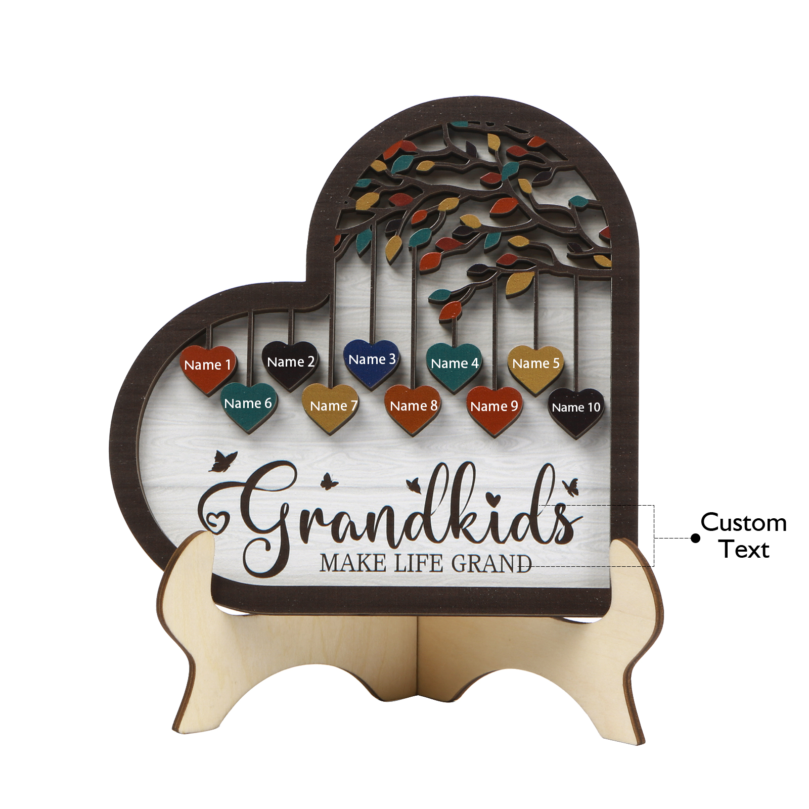 Personalised Family Tree Wooden Ornament – Custom 2-10 Names Home Decoration for Family | Jessmade