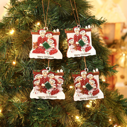 Personalized Wooden Family Reading Christmas Ornament with Custom 3 Names & 1 Text & Date Christmas Gift for Family | Jessemade