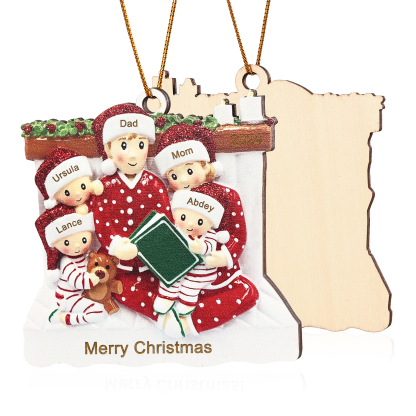 Personalized Wooden Family Reading Christmas Ornament with Custom 3 Names & 1 Text & Date Christmas Gift for Family | Jessemade