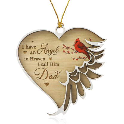 Personalised Wooden Heart Memorial Ornament with 1 Custom Name – Angel Wings Design Christmas Gift | Jessemade