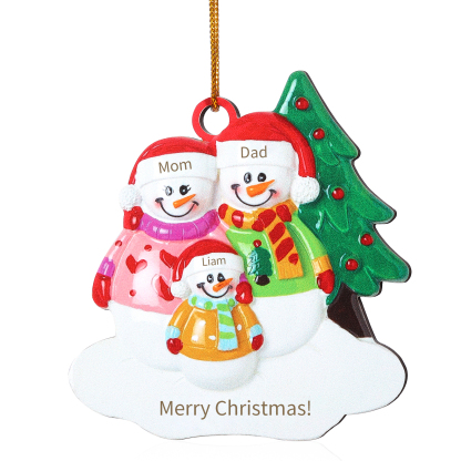 Personalized Wooden Snowman Family Christmas Ornament with Custom 3-5 Names & 1 Text Christmas Gift for Family | Jessemade