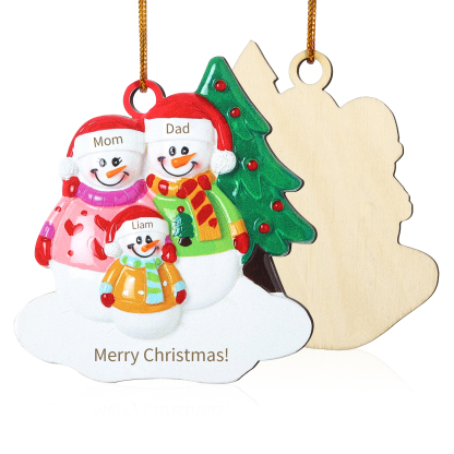 Personalized Wooden Snowman Family Christmas Ornament with Custom 3-5 Names & 1 Text Christmas Gift for Family | Jessemade